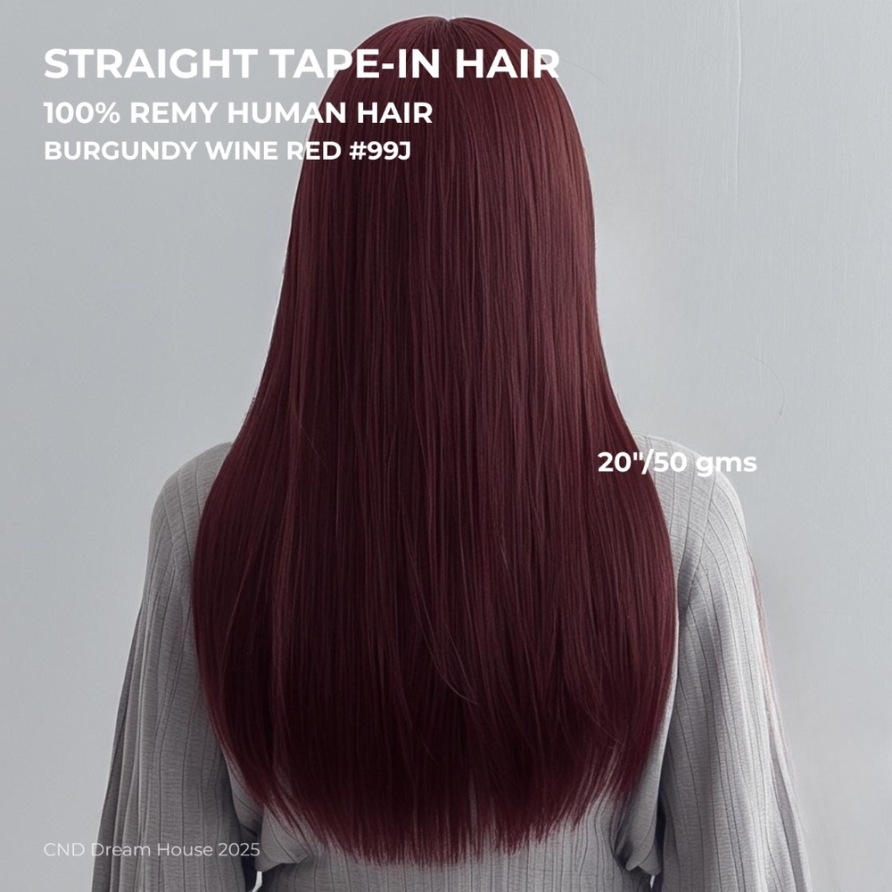 20" Tape-In Hair Extensions 50g Burgundy Wine Red #99J
